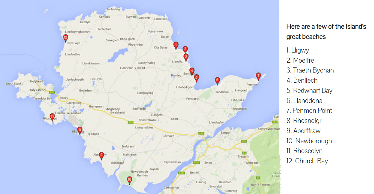 Anglesey beach map